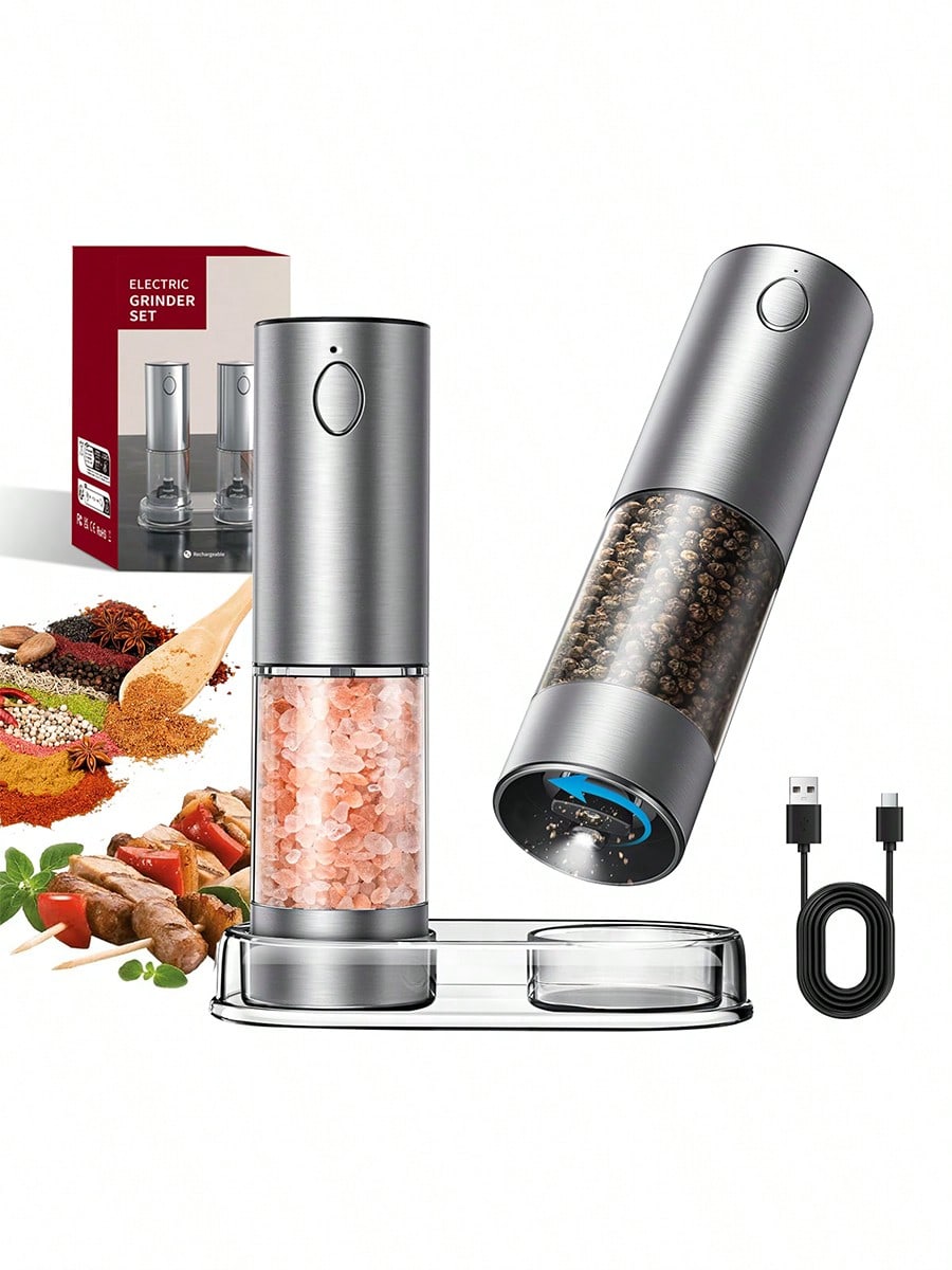 Kitchen Gadgets Ideas - 2-Piece Electric Salt Pepper Grinder Set,