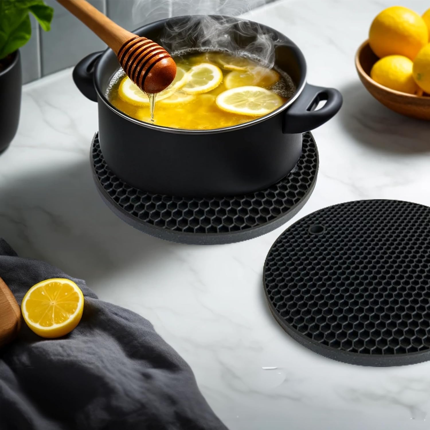Kitchen Gadgets Jar Openers - Silicone Trivet Mats Heat Resistant Pot