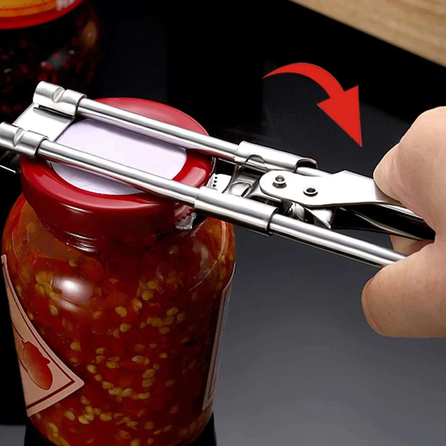 Kitchen Gadgets Jar Openers - Adjustable Stainless Steel Non-Slip Multi-Functional Jar